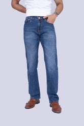 Vintage Mid Wash Blue Straight Fit Jeans